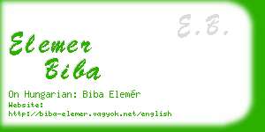 elemer biba business card